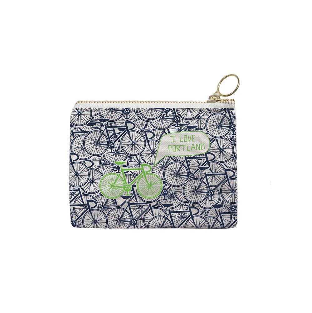 Portland, Blue, Coin Purses, Art & School, Maptote, Navy/Green, 760739